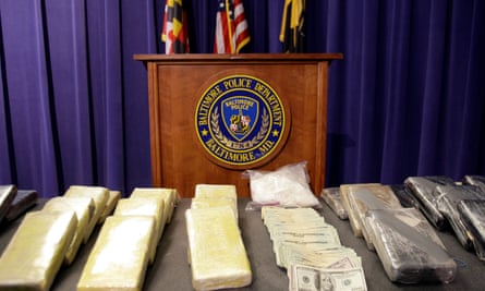 Drugs and cash seized by Baltimore police.