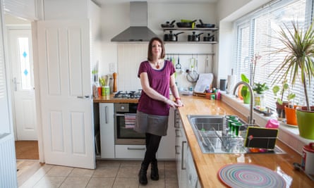 Rebecca Burston in her kitchen, which had to be replaced and cost her insurers £100,000.