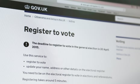 The online voting registration for the 2015 general elections in the United Kingdom