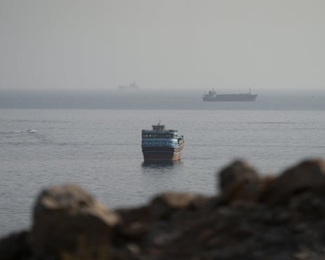 Vessels in the strait of Hormuz as seen from Oman this week