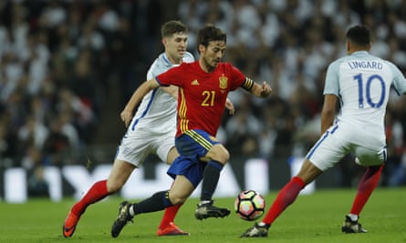 David Silva in action for Spain in a friendly against England in 2016.