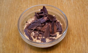 ‘An intense scoop of chocolate mousse’: chocolate carmel pot.