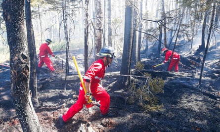 Firefighters with Halifax regional fire and emergency work to put out fires in the Tantallon area of Nova Scotia.