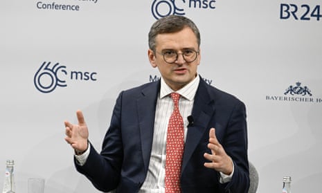 Ukrainian Foreign Minister Dmytro Kuleba attends a panel discussion at the 60th Munich Security Conference.