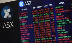 Australian share market losses on the information boards in Sydney. 