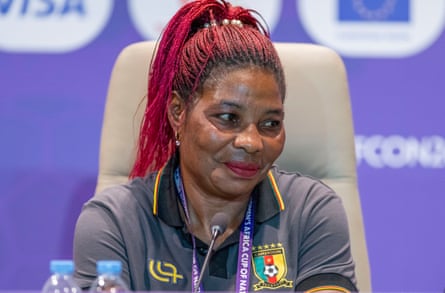 Cameroon’s national soccer coach Valentine Nguele attends a press conference in Rabat, Morocco
