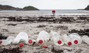 Coke bottles found by Greenpeace volunteers during a beach clean on Mull in the Hebrides.