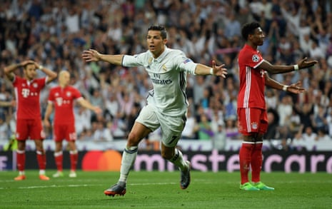 Ronaldo celebrates scoring Real’s second.
