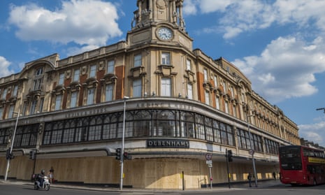 The Debenhams store in Clapham Junction, south-west London, boarded up in June during the coronavirus lockdown.