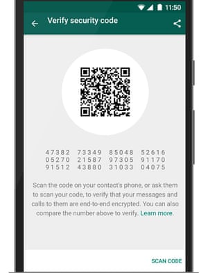 Verifying a WhatsApp security code.