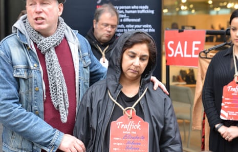 A 'modern-day slaves for sale' protest on Oxford Street