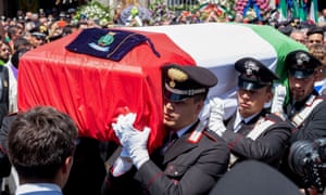 The coffin of Mario Cerciello Rega