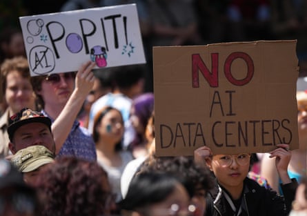 A protest against AI datacentres in Vancouver, Canada, on 27 June 2026.