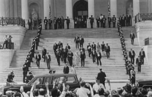 The Queen, Prince Philip and others depart the Capitol on 20 May 1991