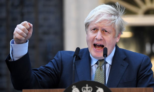 Boris Johnson speaking outside Downing Street in December 2019.