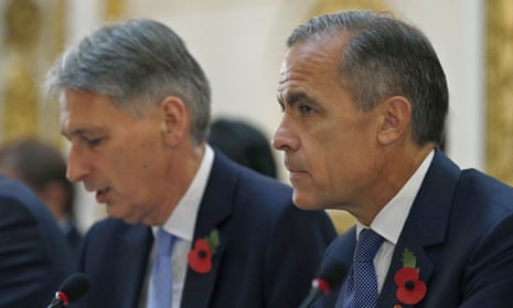 The chancellor of the exchequer, Philip Hammond (left) and the governor of the Bank of England, Mark Carney