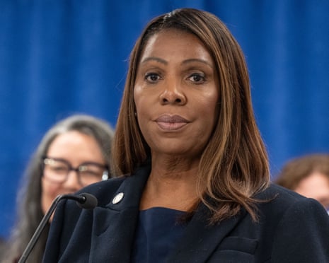 Letitia James speaks during press briefing at her office in New York, 21 October 2025.