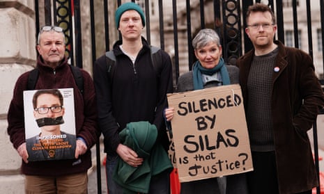 L to R: Stephen Pritchard, Roman Paluch-Machnik, Ruth Cook and Oliver Rock, protesting outside the Inner London crown court before their sentencing.