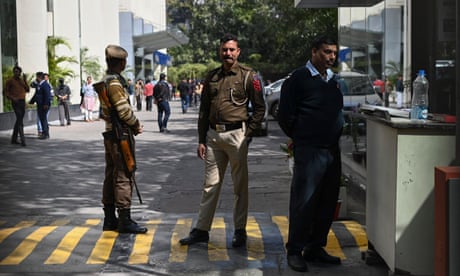 Police outside BBC offices in Delhi