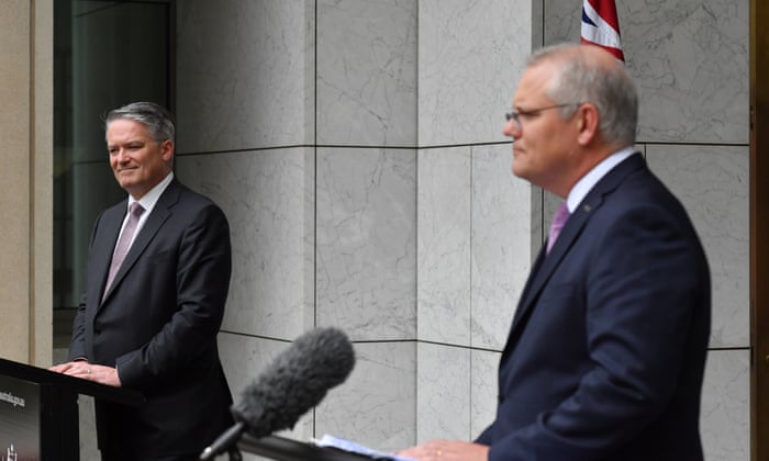 Australia news live: Zali Steggall says Morrison’s extra portfolios indicate ‘Trumpian’ approach to governing 9 Mathias Cormann and Scott Morrison at a press conference back in October 2020.