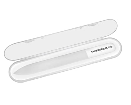 Tweezerman Glass Nail File in its box.