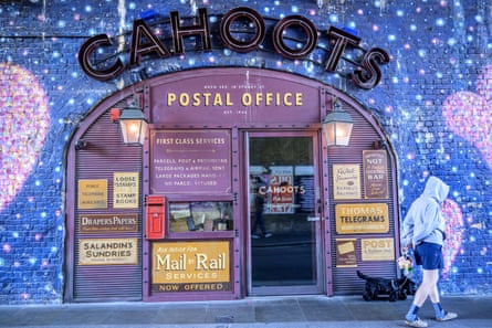 The exterior of the bar, with 1940s-style adverts and typefaces