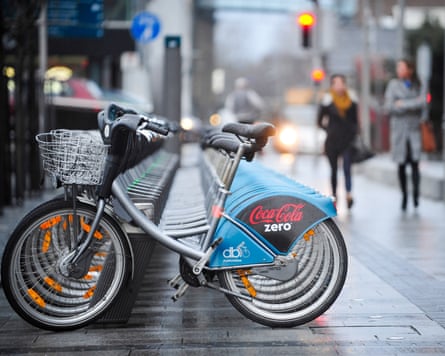 A bicycle rental station.