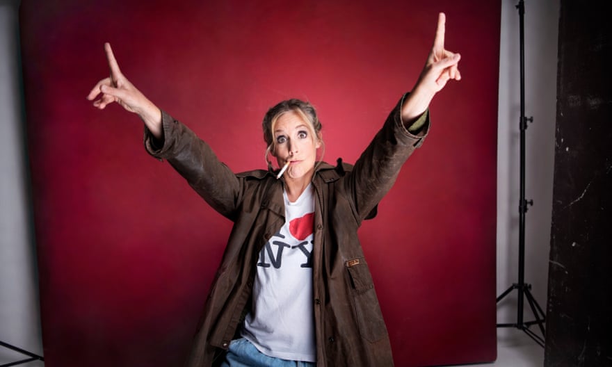 Mel Giedroyc (with a fake cigarette).