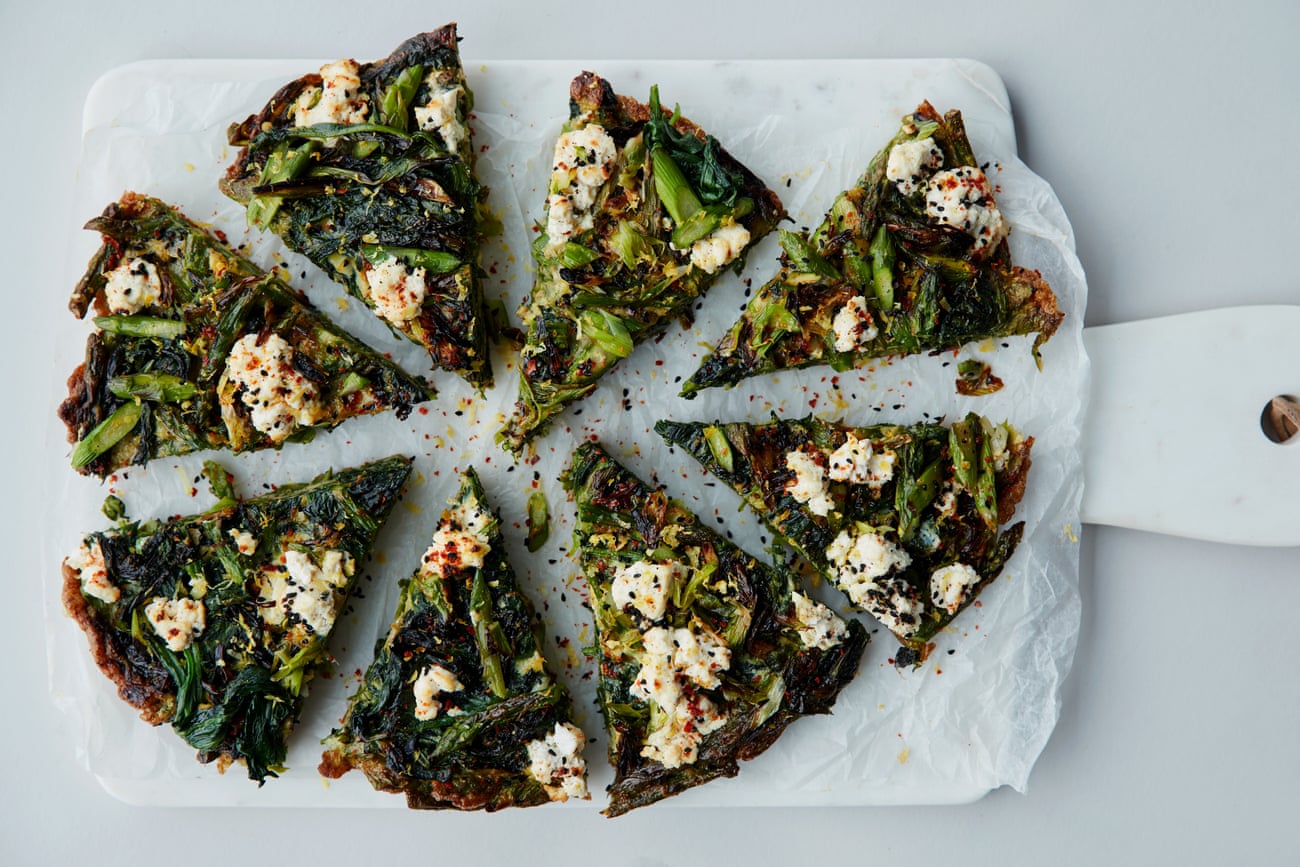 The leafy slice: Wild garlic, nettle and asparagus frittata with ricotta.