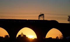 An Avanti West Coast train crossing the Stockport viaduct