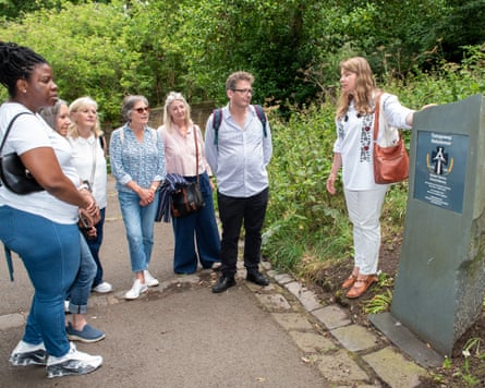Nataliya Bezborodova, right, with guests on her Ukrainian community walking tour of Edinburgh.