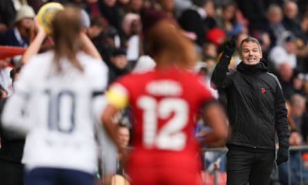 Robert Vilahamn gestures during the Women’s Super League match between Tottenham and Liverpool at Brisbane Road