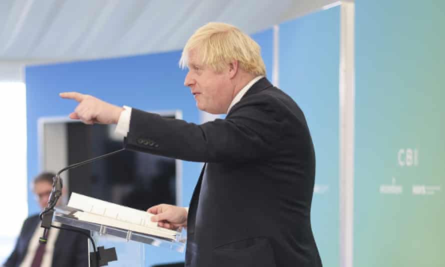 Boris Johnson gives a rambling speech to the CBI.