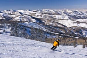 A skier in Park City, Utah. The majority of the population lives in mountain valleys where in winter, temperature inversions can trap air pollutants.