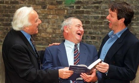 Colin Dexter with John Thaw, left, and Kevin Whately, right.