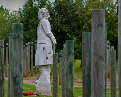 The Shot at Dawn memorial at the National Memorial Arboretum in Staffordshire.