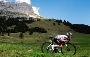 Marc Hirschi of Sunweb descends off the Col des Aravis during Stage 18 from Méribel to La Roche sur Foron.