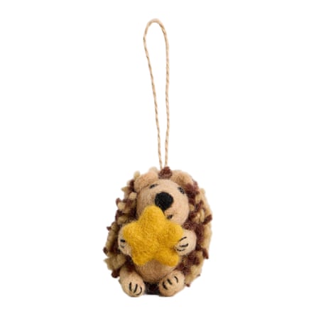 White Stuff Star Hedgehog Hanging Decoration in brown