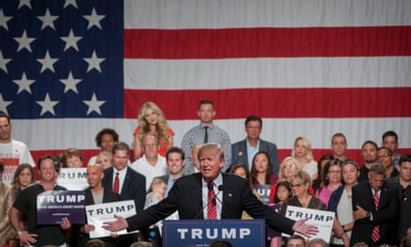Donald Trump addresses the rally in Phoenix, Arizona on Saturday. 