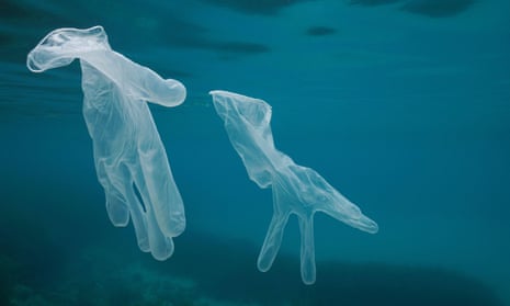 plastic gloves float in water