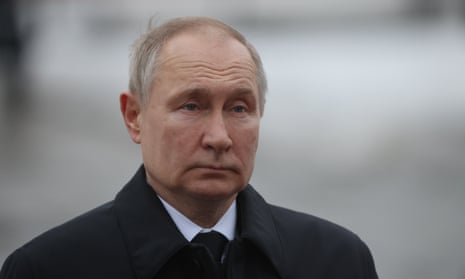 Russian President Vladimir Putin attends a wreath-laying ceremony in St Petersburg Russia.
