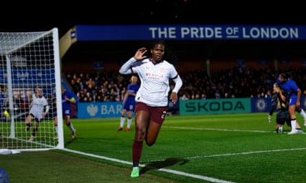 Bunny Shaw, the WSL golden boot winner, celebrating a goal last season.