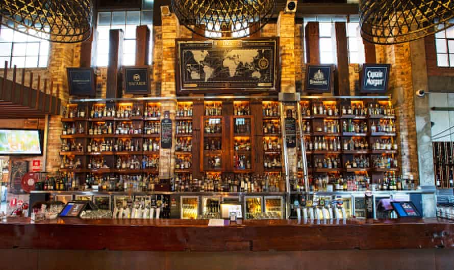 The extensive rum collection behind the bar at Substation No. 41