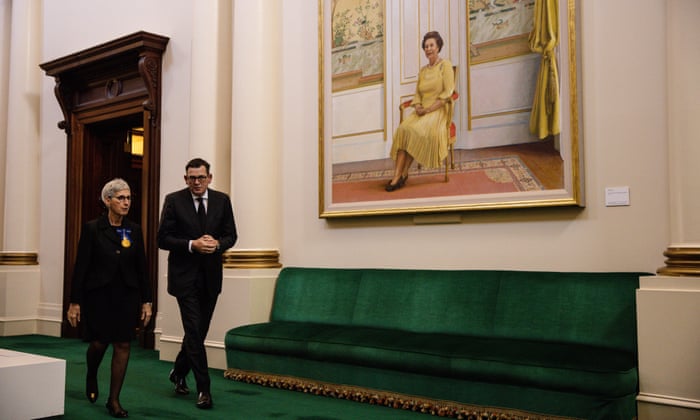 Governor of Victoria Linda Dessau and Victorian Premier Daniel Andrews arrive at the King Charles III Proclamation Ceremony at Government House in Melbourne