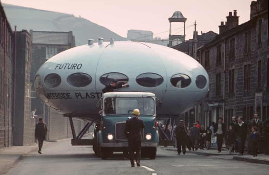 ‘We caught a UFO’ … Todmorden, West Yorkshire, meets the Futuro in 1971.