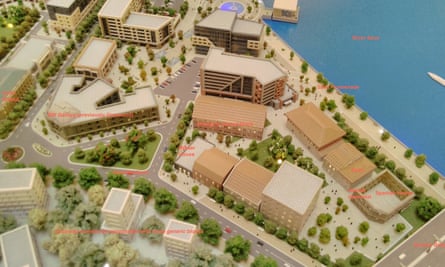 A rendering shows part of the Belgrade Waterfront scheme