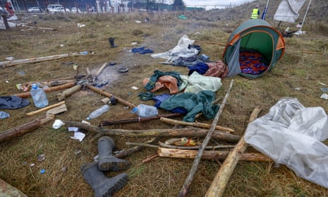 A deserted camp on the Belarusian-Polish border in the Grodno region.