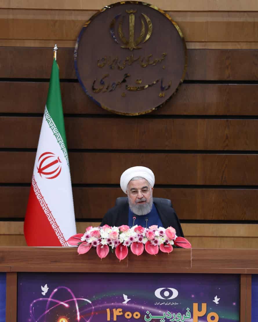 Le président iranien Hassan Rohani lors de la cérémonie d'ouverture de divers projets nucléaires samedi.