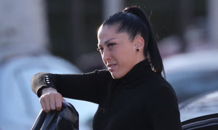 Jenni Hermoso outside the court