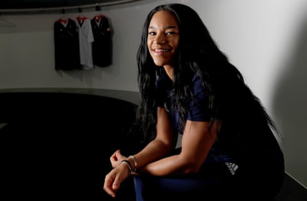Mica Moore smiles as she poses during the Team GB PyeongChang 2018 media summit.